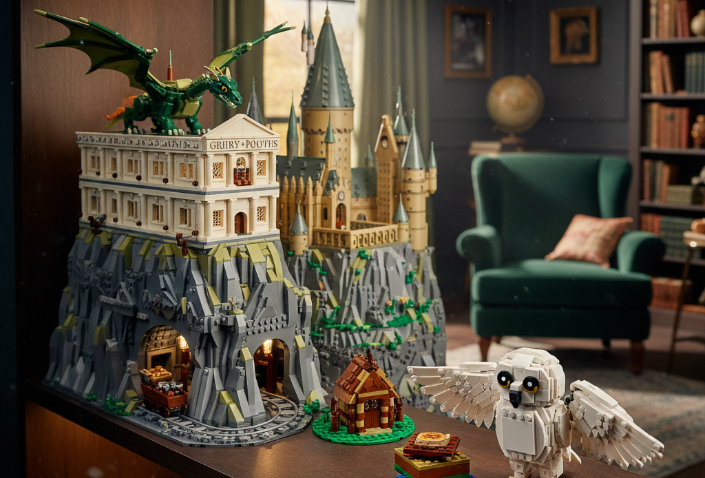 Vitrine acrylique compatible LEGO 76417 Gringotts (anti-poussière)